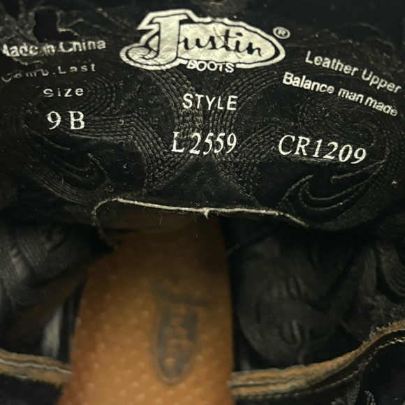 Justin McKayla Boots Embossed Leather Pointed Toe Western Boot Brown Size 9 - Picture 14 of 16